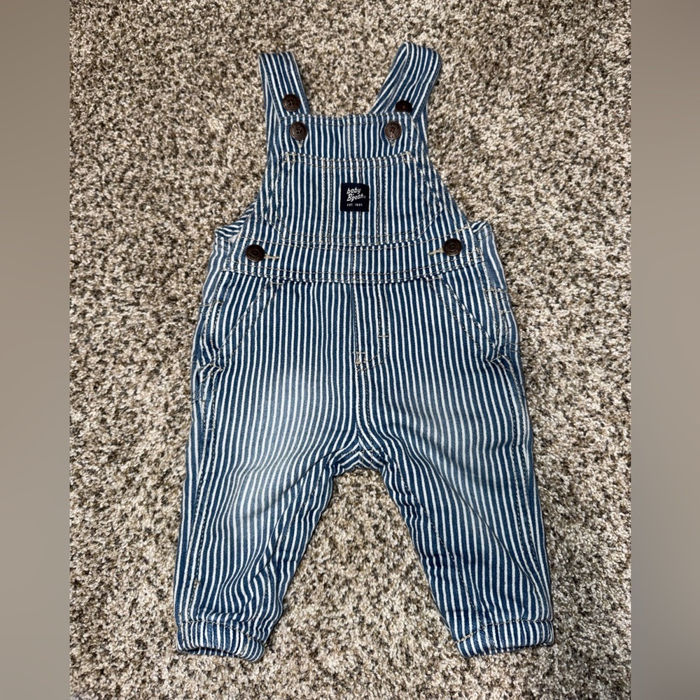3-M Carters Baby B’gosh Blue Jean & White Striped Overall Bibs